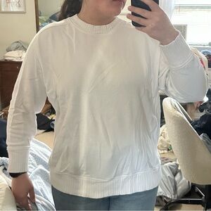 Aerie Oversized White Crewneck Sweatshirt